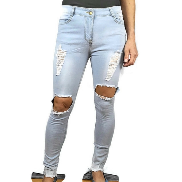 distressed stretch jeans